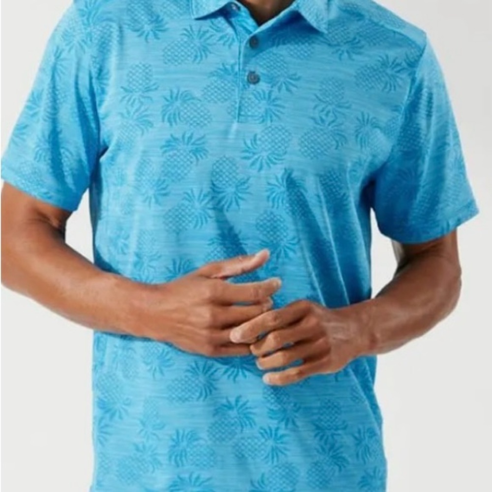 Tommy Bahama Island Zone Palm Coast Pineapple Short Sleeve Polo Size L ~ Green - Picture 4 of 7